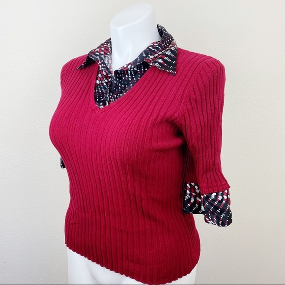Studio 1940 Women's Layered Red Sweater Top Large - Picture 7 of 12